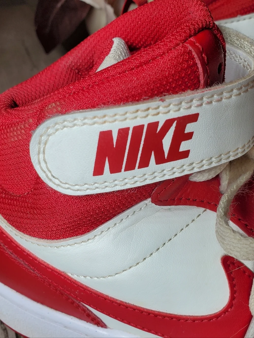 Nike Kids' Court Borough Mid 2 Red and White High-Top Sneakers Size 5Y Boy